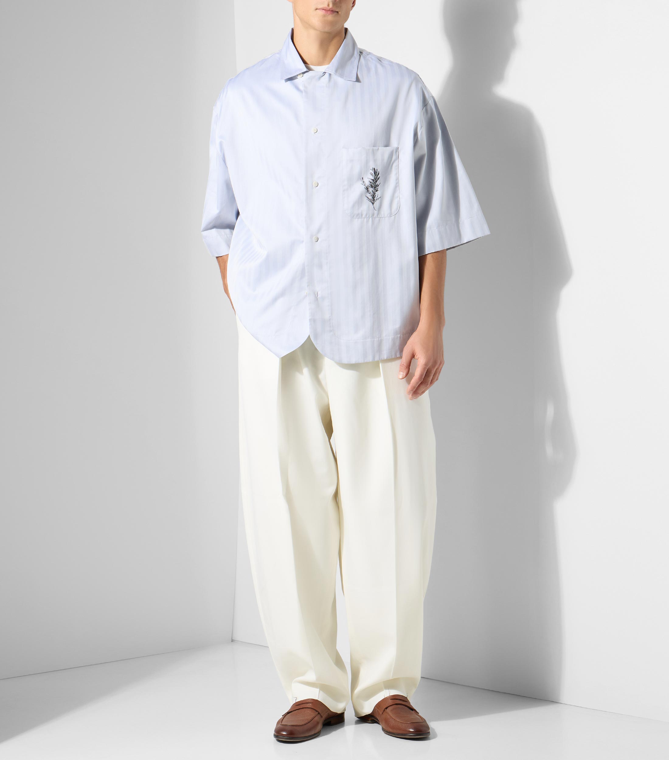Camisa de rayas a tono manga corta Hombre